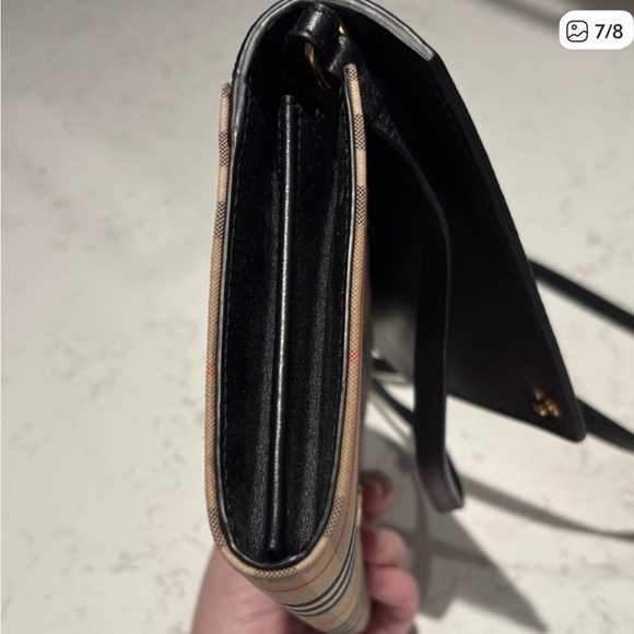 Burberry Plaid and Black Leather Crossbody Bag - Picture 7 of 7